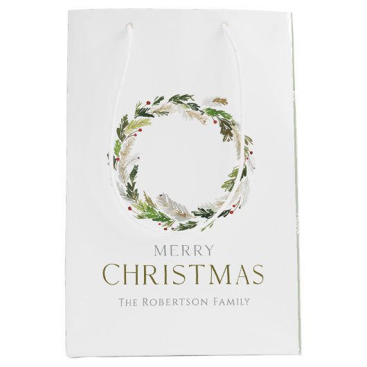 Christmas Greenery Wreath Medium Cadeauzakje (Voorkant)