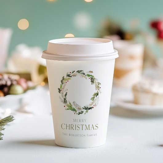Christmas Greenery Wreath Papieren Bekers