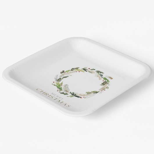 Christmas Greenery Wreath Papieren Bordje (Gebogen)