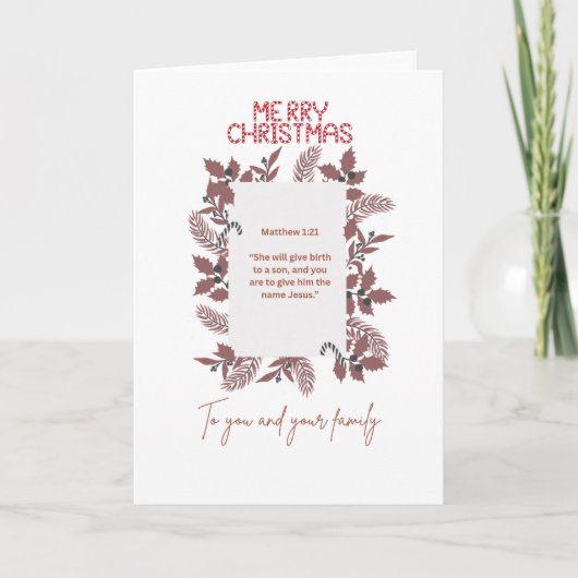 Christmas Greeting Card-matthew1:21 Kaart (Voorkant)