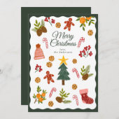 Christmas Greeting Card With Seasonal Items Feestdagenkaart (Voorkant / Achterkant)