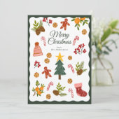 Christmas Greeting Card With Seasonal Items Feestdagenkaart (Staand voorkant)