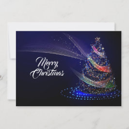 Christmas Greeting Colorful Tree Navy Blue Rustic Feestdagenkaart