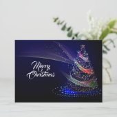 Christmas Greeting Colorful Tree Navy Blue Rustic Feestdagenkaart (Staand voorkant)