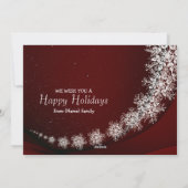 Christmas Greeting Crystal Snowflakes Red Rustic Feestdagenkaart (Achterkant)