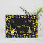  Christmas Greeting Gold Santa Snowman Gifts Feestdagenkaart (Staand voorkant)