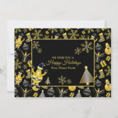  Christmas Greeting Gold Santa Snowman Gifts Feestdagenkaart (Achterkant)