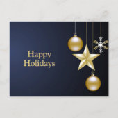Christmas Greeting Golden Ornaments Navy Blue Briefkaart (Voorkant)