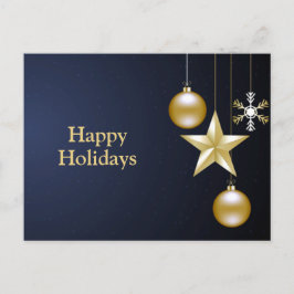 Christmas Greeting Golden Ornaments Navy Blue Briefkaart