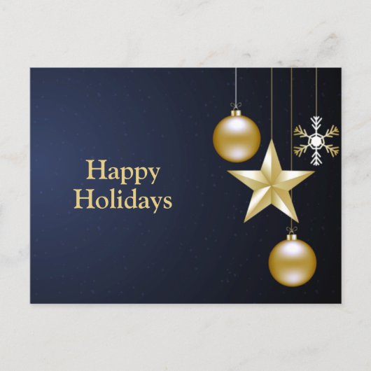 Christmas Greeting Golden Ornaments Navy Blue Briefkaart (Voorkant)