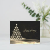 Christmas Greeting Golden Shiny Tree Winter Black Briefkaart (Staand voorkant)