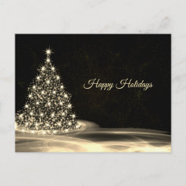 Christmas Greeting Golden Shiny Tree Winter Black Briefkaart