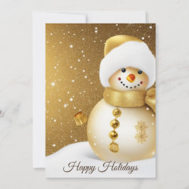 Christmas Greeting Golden Snowman Winter Feestdagenkaart