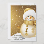 Christmas Greeting Golden Snowman Winter Feestdagenkaart (Achterkant)