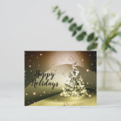 Christmas Greeting Golden Tree Shiny Sparkle Stars Briefkaart (Staand voorkant)