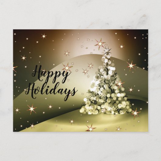 Christmas Greeting Golden Tree Shiny Sparkle Stars Briefkaart (Voorkant)