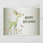Christmas Greeting Green Deers Holidays Cute Briefkaart (Voorkant)