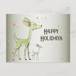 Christmas Greeting Green Deers Holidays Cute Briefkaart