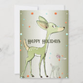 Christmas Greeting Green Deers Holidays Cute Feestdagenkaart (Voorkant)