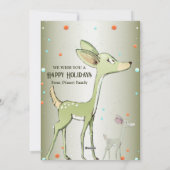 Christmas Greeting Green Deers Holidays Cute Feestdagenkaart (Achterkant)