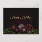 Christmas Greeting Pink Ornament Green Black Briefkaart (Voorkant)