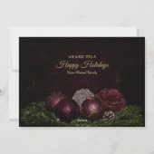 Christmas Greeting Pink Ornaments Green Leaves Feestdagenkaart (Achterkant)