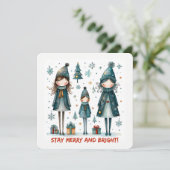 Christmas Greeting Postcard Feestdagenkaart (Staand voorkant)