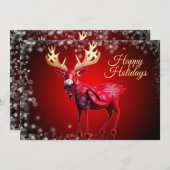 Christmas Greeting Red Reindeer Holidays Cute Feestdagenkaart (Voorkant / Achterkant)