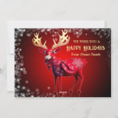Christmas Greeting Red Reindeer Holidays Cute Feestdagenkaart (Achterkant)