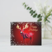 Christmas Greeting Red Reindeer Winter Holidays Briefkaart (Staand voorkant)