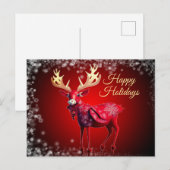 Christmas Greeting Red Reindeer Winter Holidays Briefkaart (Voorkant / Achterkant)