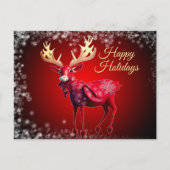 Christmas Greeting Red Reindeer Winter Holidays Briefkaart (Voorkant)