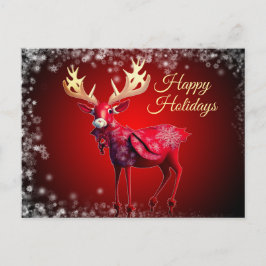 Christmas Greeting Red Reindeer Winter Holidays Briefkaart