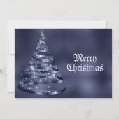 Christmas Greeting Shiny Blue Ribbon Tree Sparkle Feestdagenkaart (Voorkant)