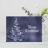 Christmas Greeting Shiny Blue Ribbon Tree Sparkle Feestdagenkaart (Staand voorkant)