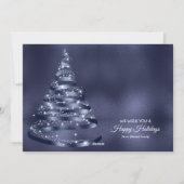 Christmas Greeting Shiny Blue Ribbon Tree Sparkle Feestdagenkaart (Achterkant)