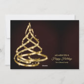 Christmas Greeting Shiny Golden Ribbon Tree Feestdagenkaart (Achterkant)