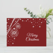 Christmas Greeting White Ornaments Stars Red Feestdagenkaart (Staand voorkant)
