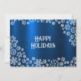 Christmas Greeting White Snowflakes Navy Blue Feestdagenkaart
