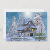 Christmas Greeting Winter White Snowman Blue  Feestdagenkaart (Achterkant)