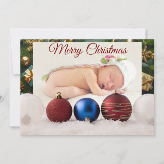 Christmas Greeting With Beautiful Baby Bedankkaart
