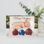 Christmas Greeting With Beautiful Baby Bedankkaart (Staand voorkant)