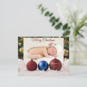 Christmas Greeting With Beautiful Baby Bedankkaart (Staand voorkant)