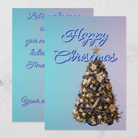 Christmas greeting with beautiful tree feestdagenkaart (Voorkant / Achterkant)