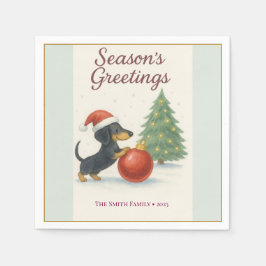 Christmas Greetings Dachshund Paper Napkin Servet