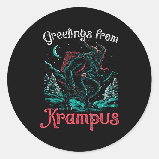 Christmas Greetings From Ss Vom Krampus Festive Ho Ronde Sticker (Voorkant)
