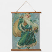 Christmas Greetings-Retro Santa Claus Postcard Hangend Wandkleed (Voorkant)