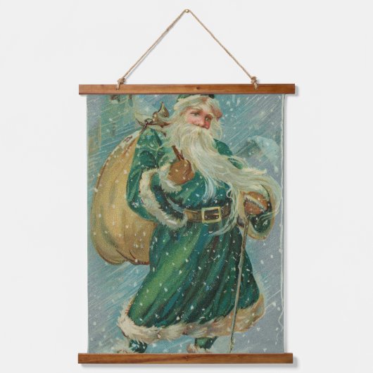 Christmas Greetings-Retro Santa Claus Postcard Hangend Wandkleed (Voorkant)