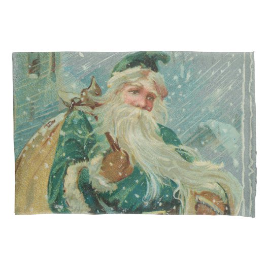 Christmas Greetings-Retro Santa Claus Postcard Kussensloop (Voorkant)