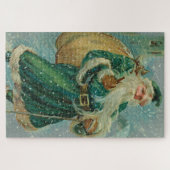 Christmas Greetings-Retro Santa Claus Postcard Legpuzzel (Horizontaal)